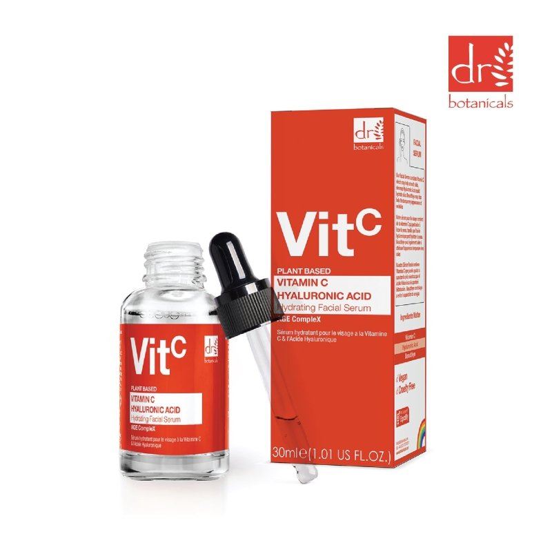 Sérum Facial Antiedad Vitamina C y Ácido Hialurónico 30ml + Sérum Contorno de Ojos Reparador de Colágeno Vegano.