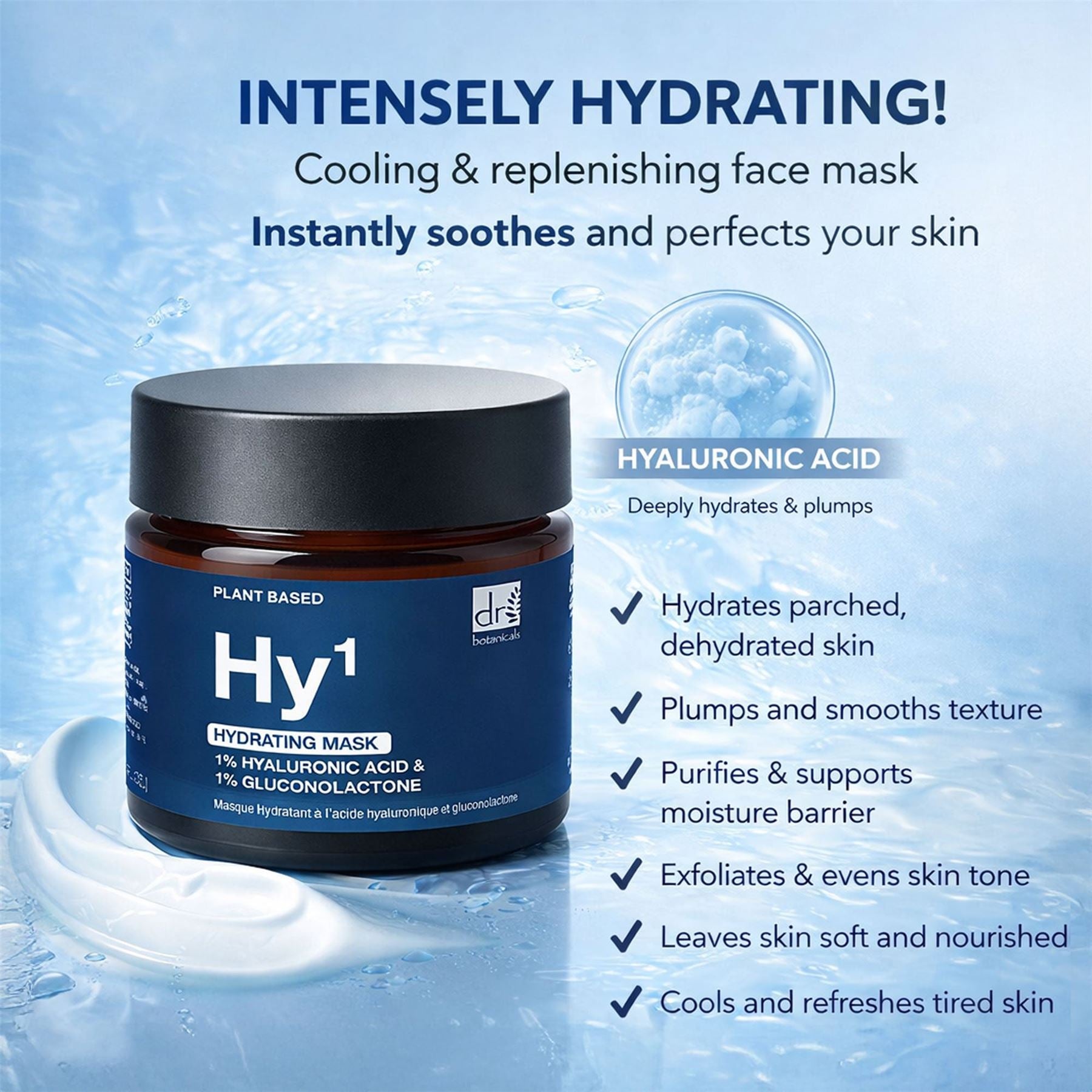 Dr Botanicals Hydrating Mask 1% Hyaluronic Acid & 1% Gluconolactone 60ml
