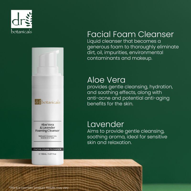 Limpiador Espumoso Facial Aloe Vera y Lavanda 150ml
