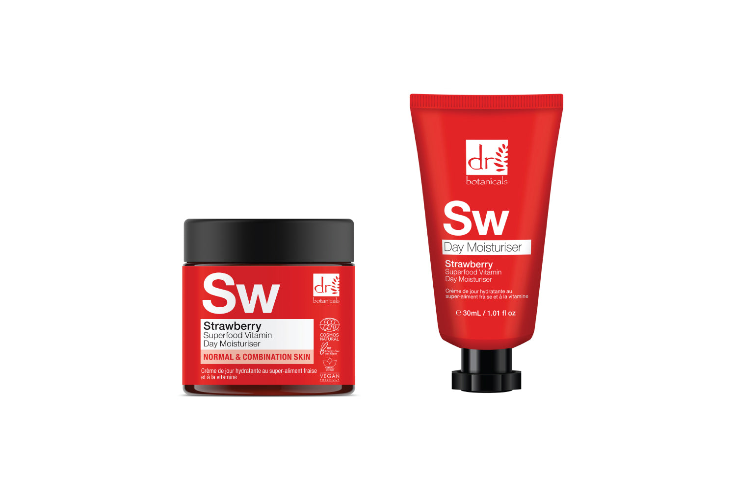 Dúo humectante de día con vitaminas y superalimentos de fresa