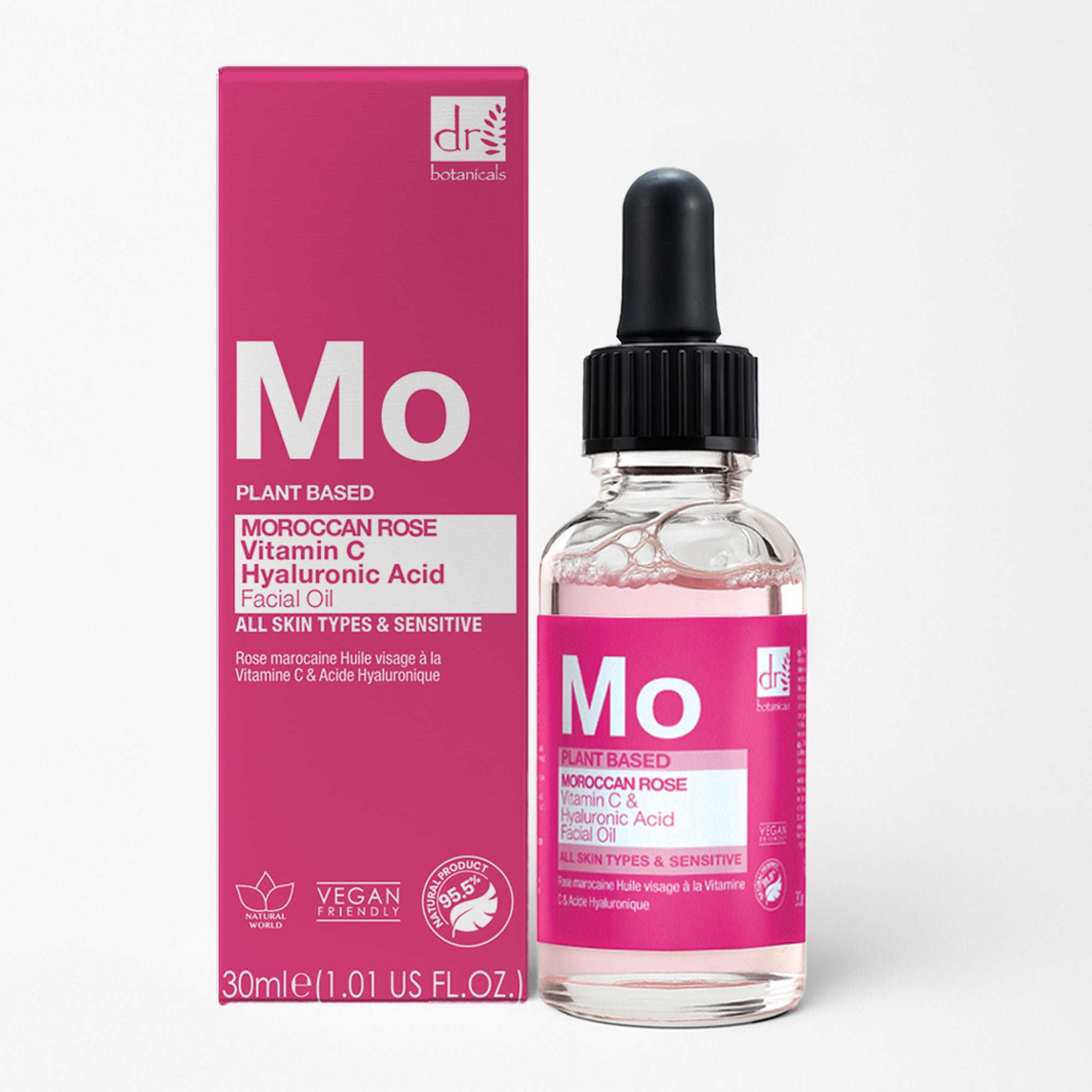 Moroccan Rose Facial Oil with Hyaluronic Acid & Vitamin C 30ml Trio Set