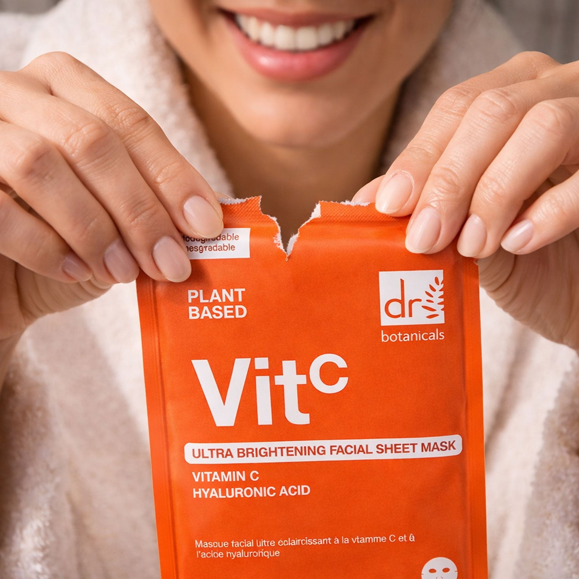 Dr Botanicals Ultra Brightening Facial Mask with Vitamin C and Hyaluronic Acid Pack of 10