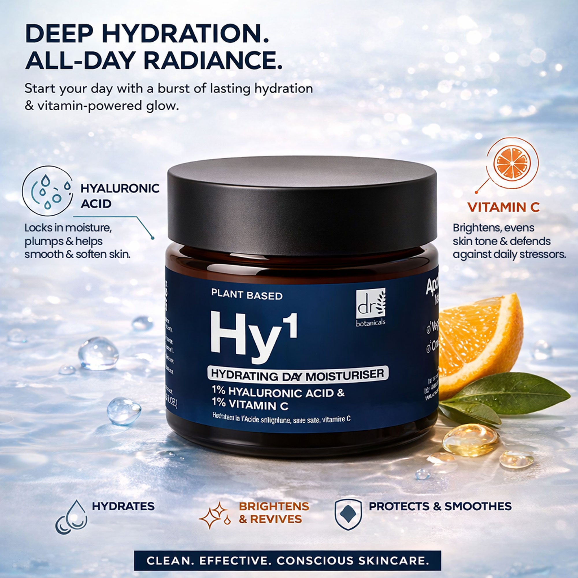 Hydrating Day Moisturiser with 1% Hyaluronic Acid & 1% Vitamin C 60ml