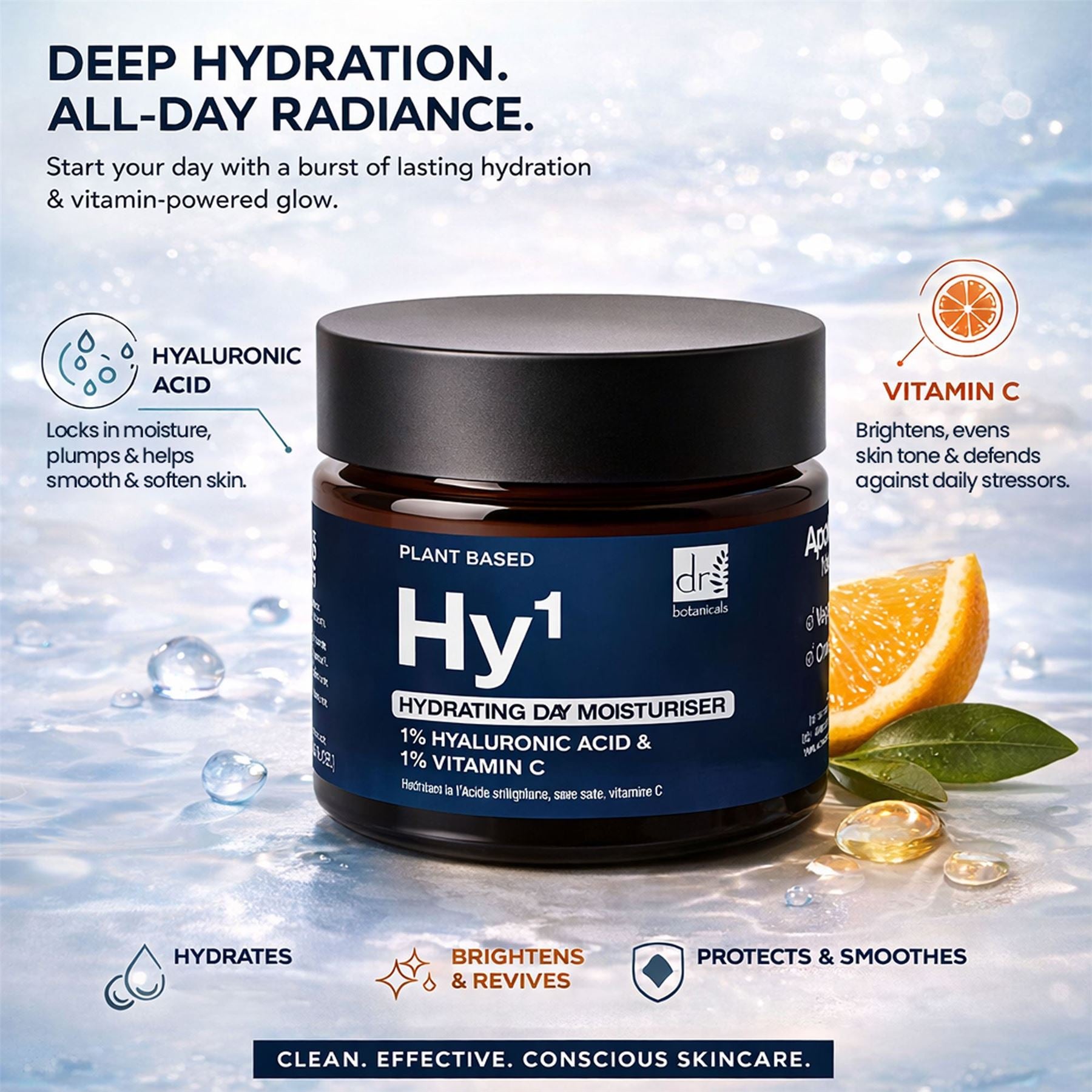 Hydrating Day Moisturiser with 1% Hyaluronic Acid & 1% Vitamin C 60ml Duo Set