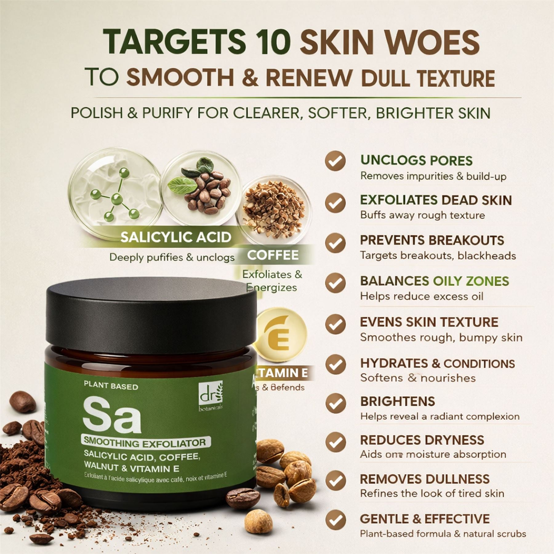 Salicylic Acid Exfoliator with Coffee, Walnut & Vitamin E 30ml