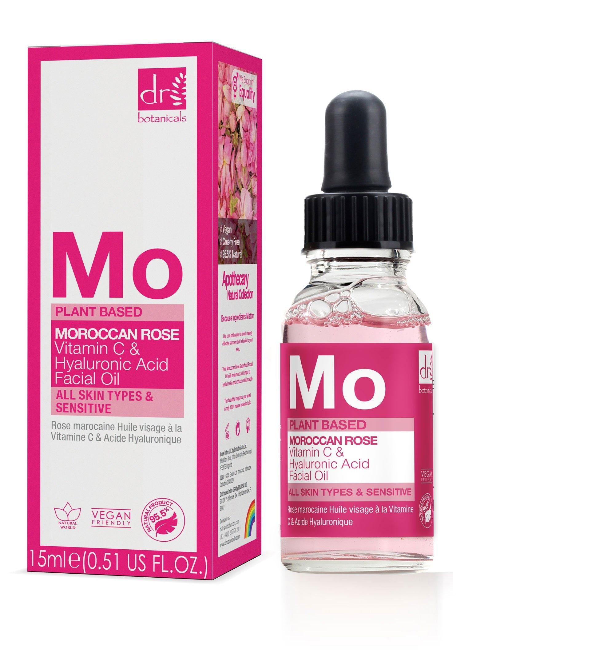 Aceite Facial de Rosa Marroquí con Ácido Hialurónico y Vitamina C 15ml + 30ml