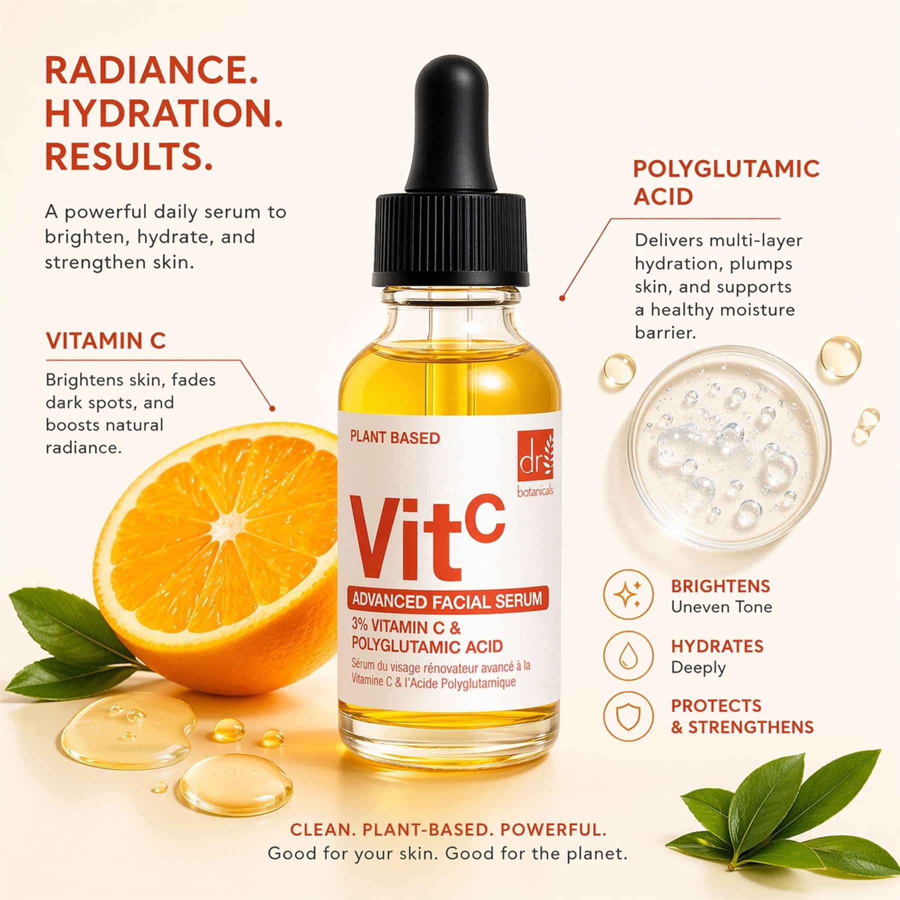 Advanced Facial Serum with 3% Vitamin C & Polyglutamic Acid 30ml