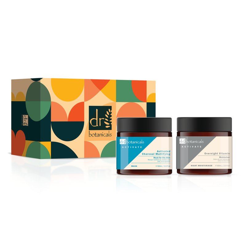 Mascarilla matificante de carbón y humectante vitamínico nocturno de Dr Botanicals