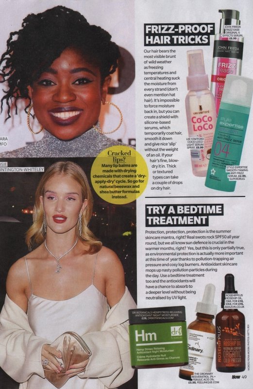 NOW MAGAZINE; Moisturise Like A Celeb - Dr Botanicals