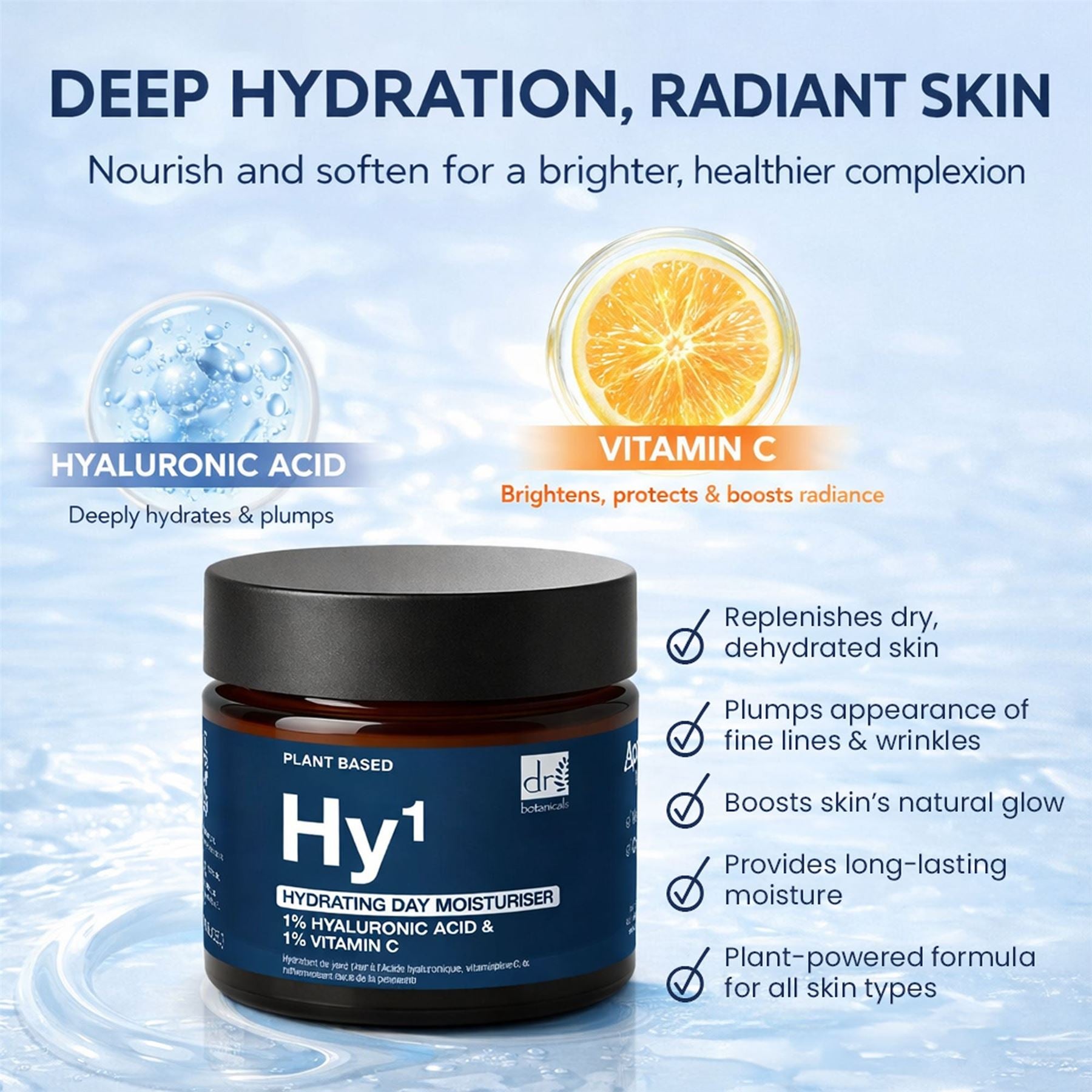 Hydrating Day Moisturiser with 1% Hyaluronic Acid & 1% Vitamin C  60ml Duo Set