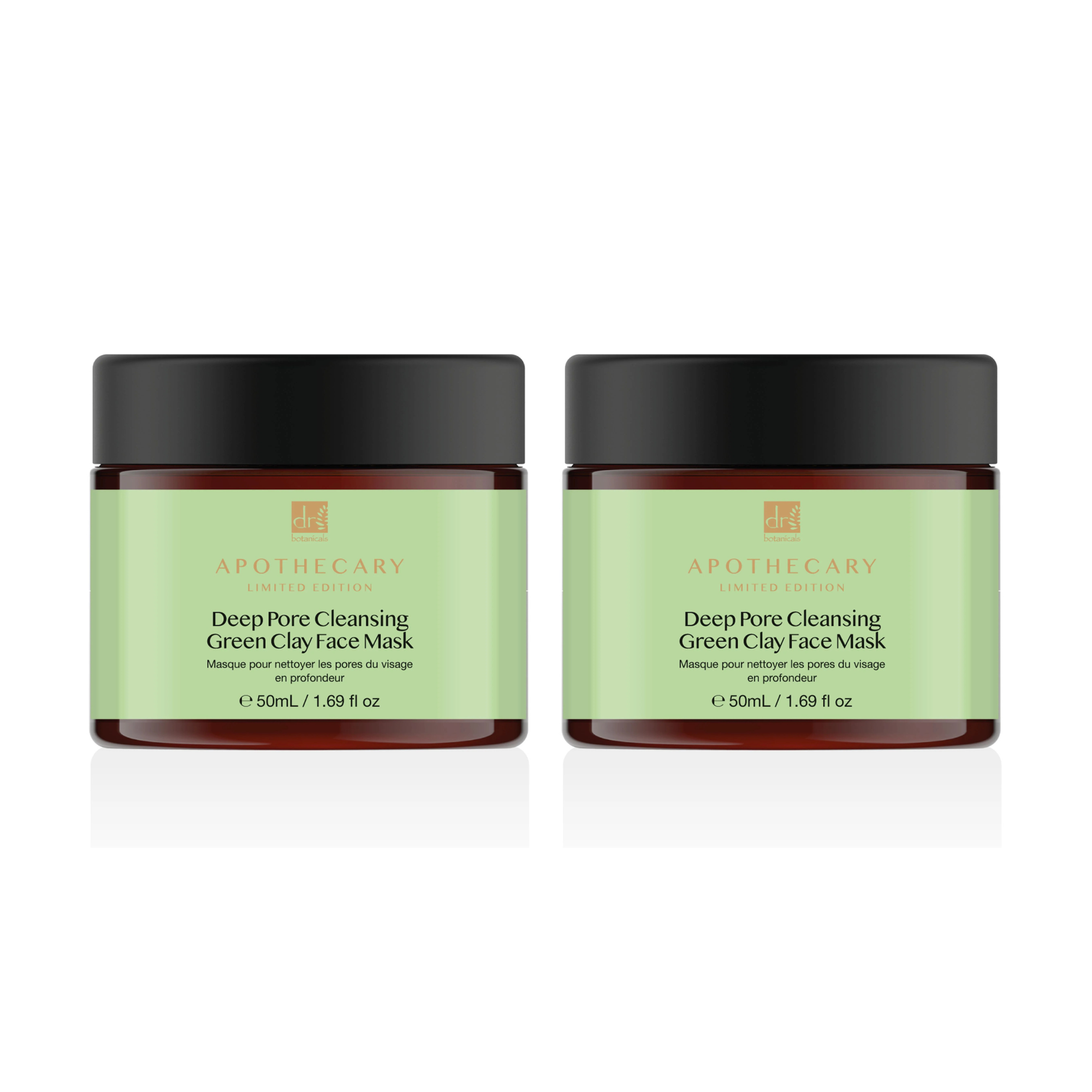 Dr Botanicals Deep Pore Cleansing Green Clay Face Mask 50ml Twin Value Savings Pack