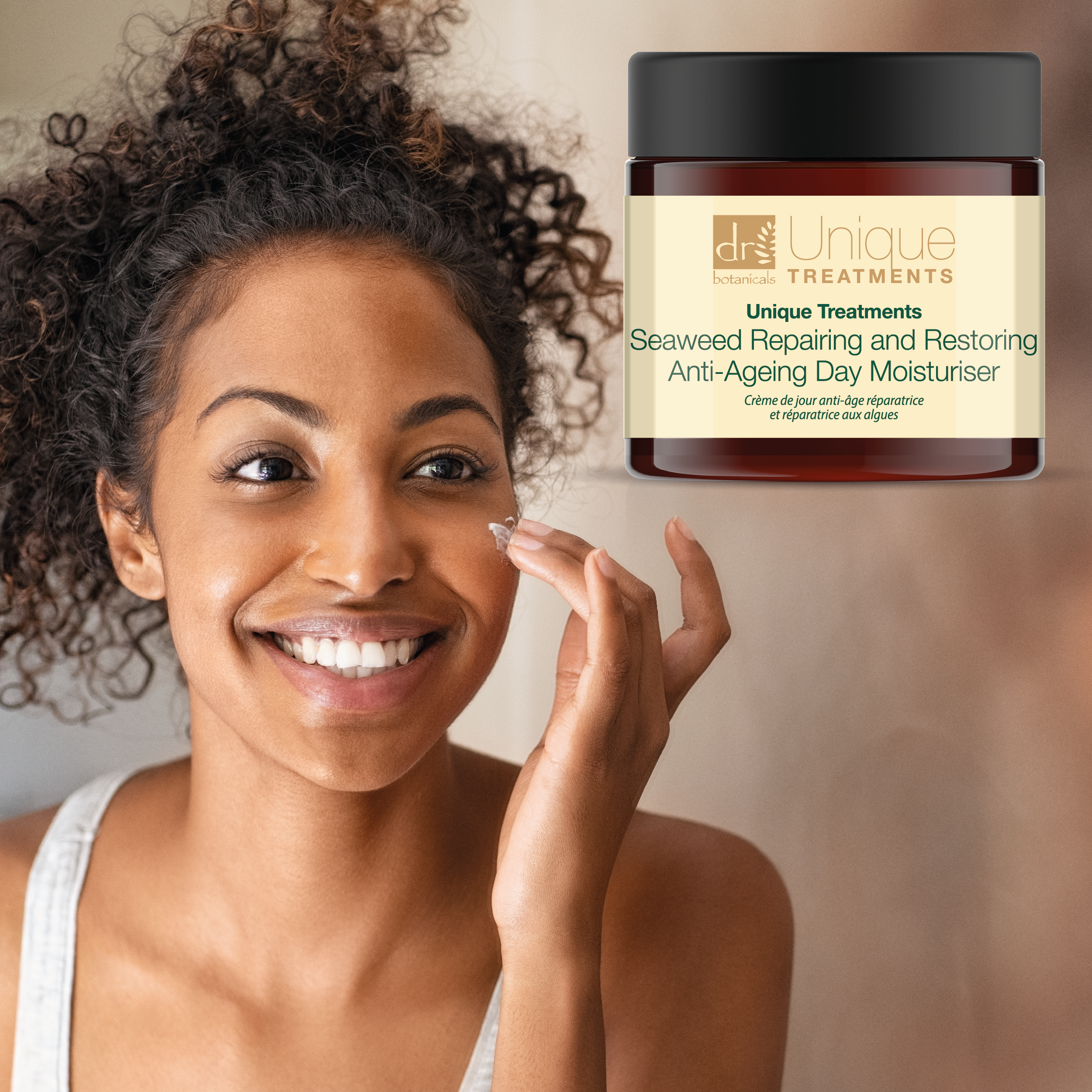 Anti-Ageing Caffeine Overnight Facial Moisturising Treatment 50ml + Unique Treatments Seaweed Repairing and Restoring Anti-Ageing Day Moisturiser