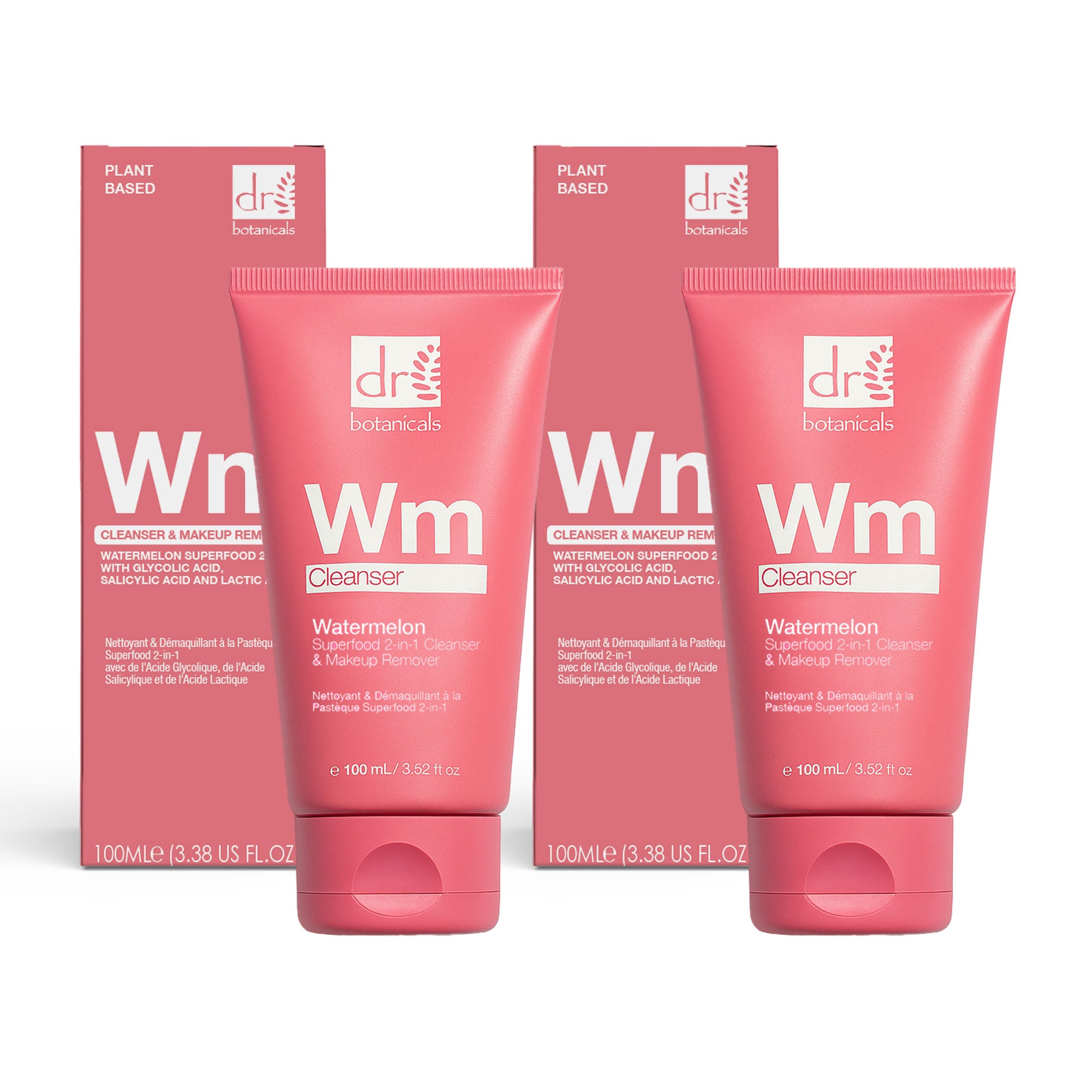 Watermelon 2-in-1 Cleanser & Makeup Remover with Glycolic Acid, Salicylic Acid and Lactic Acid 100ml Duo Set