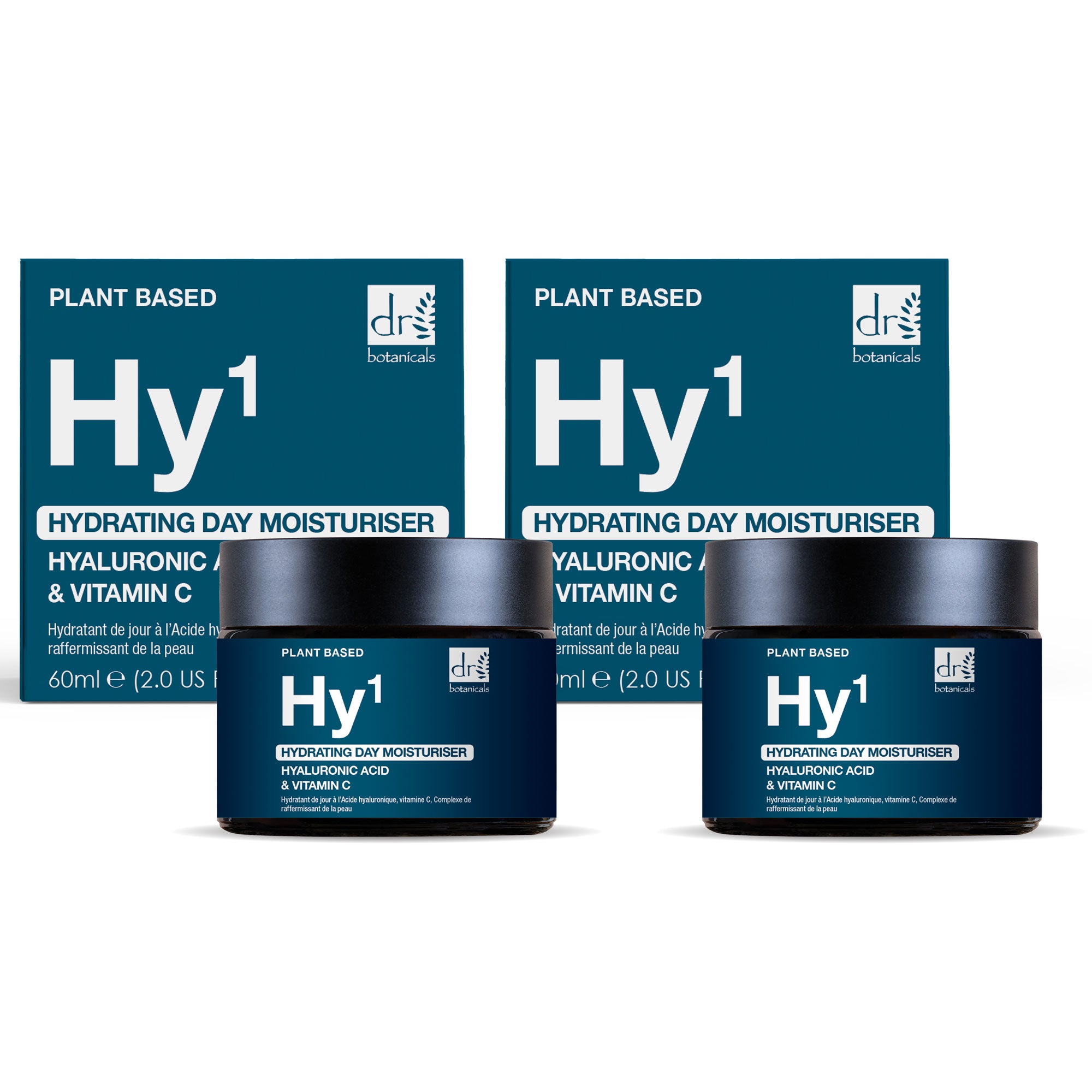 Hydrating Day Moisturiser with 1% Hyaluronic Acid & 1% Vitamin C  60ml Duo Set