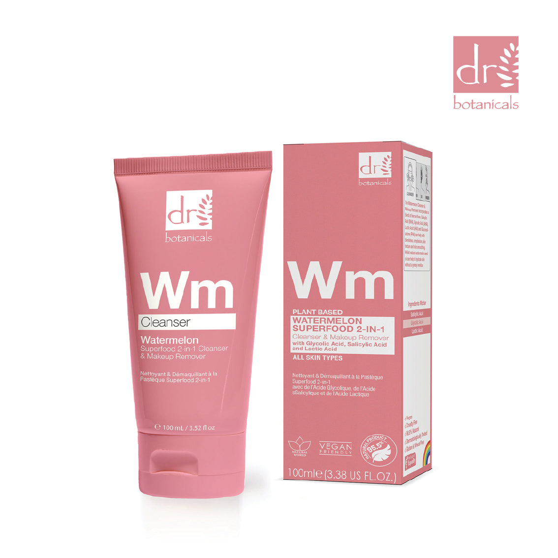 Watermelon Superfood 2-in-1 Cleanser & Makeup Remover 100ml with Glycolic Acid, Salicylic Acid and Lactic Acid