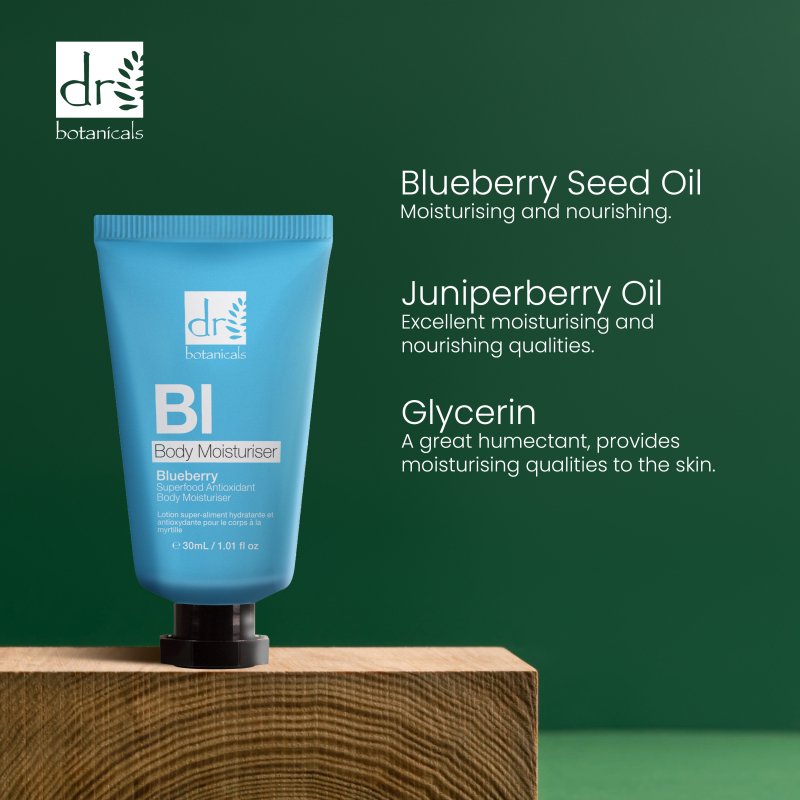 Blueberry Superfood Antioxidant Body Moisturiser 30ml - Dr Botanicals