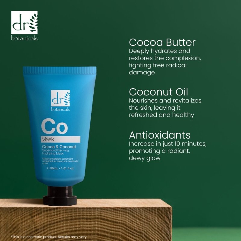 Cocoa & Coconut Superfood Reviving Hydrating Mask 30ml - Dr Botanicals