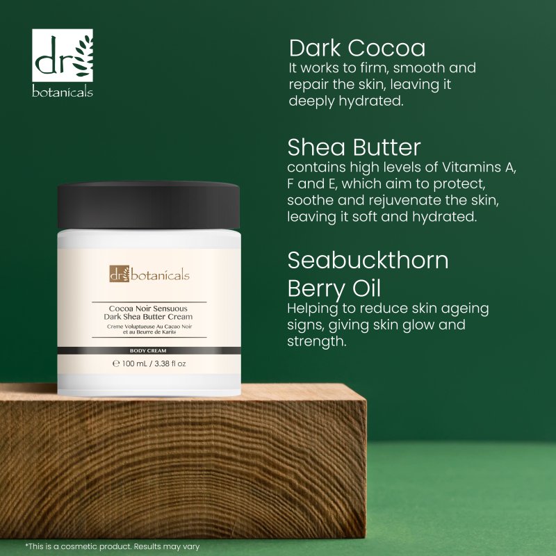 Cocoa Noir Sensuous Dark Shea Butter Cream 100ml - Dr Botanicals