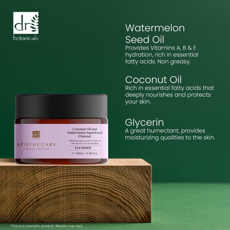 Coconut Oil & Watermelon Superfood Cleanser 100ml - Dr Botanicals