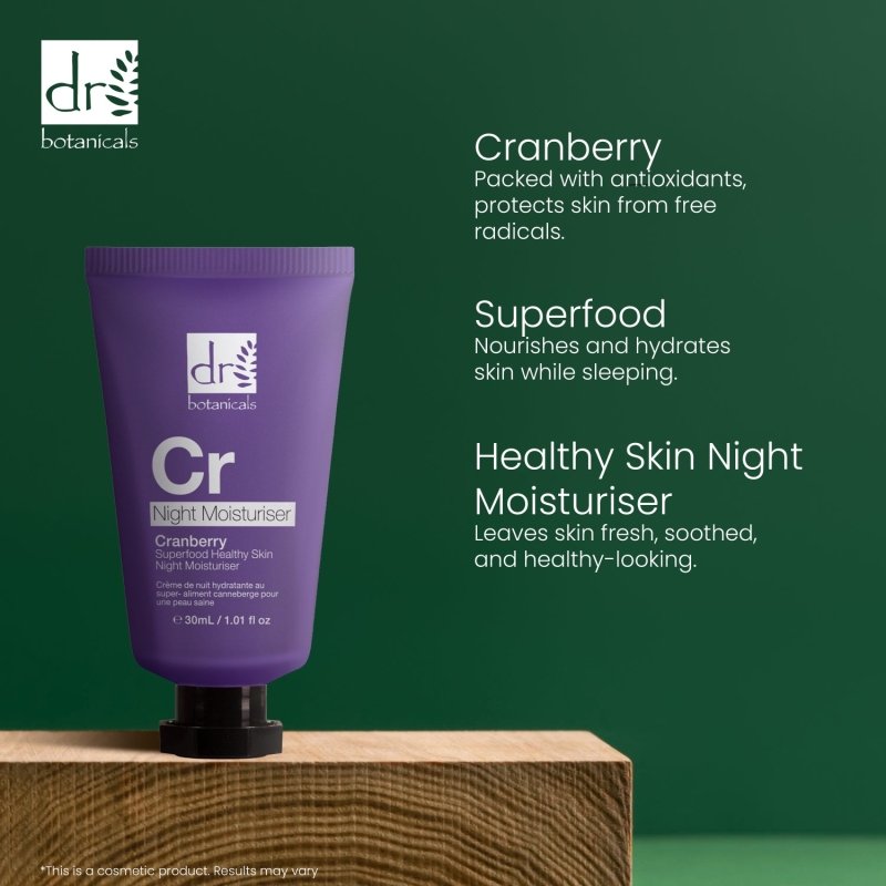 Cranberry Superfood Healthy Skin Night Moisturiser 30ml - Dr Botanicals