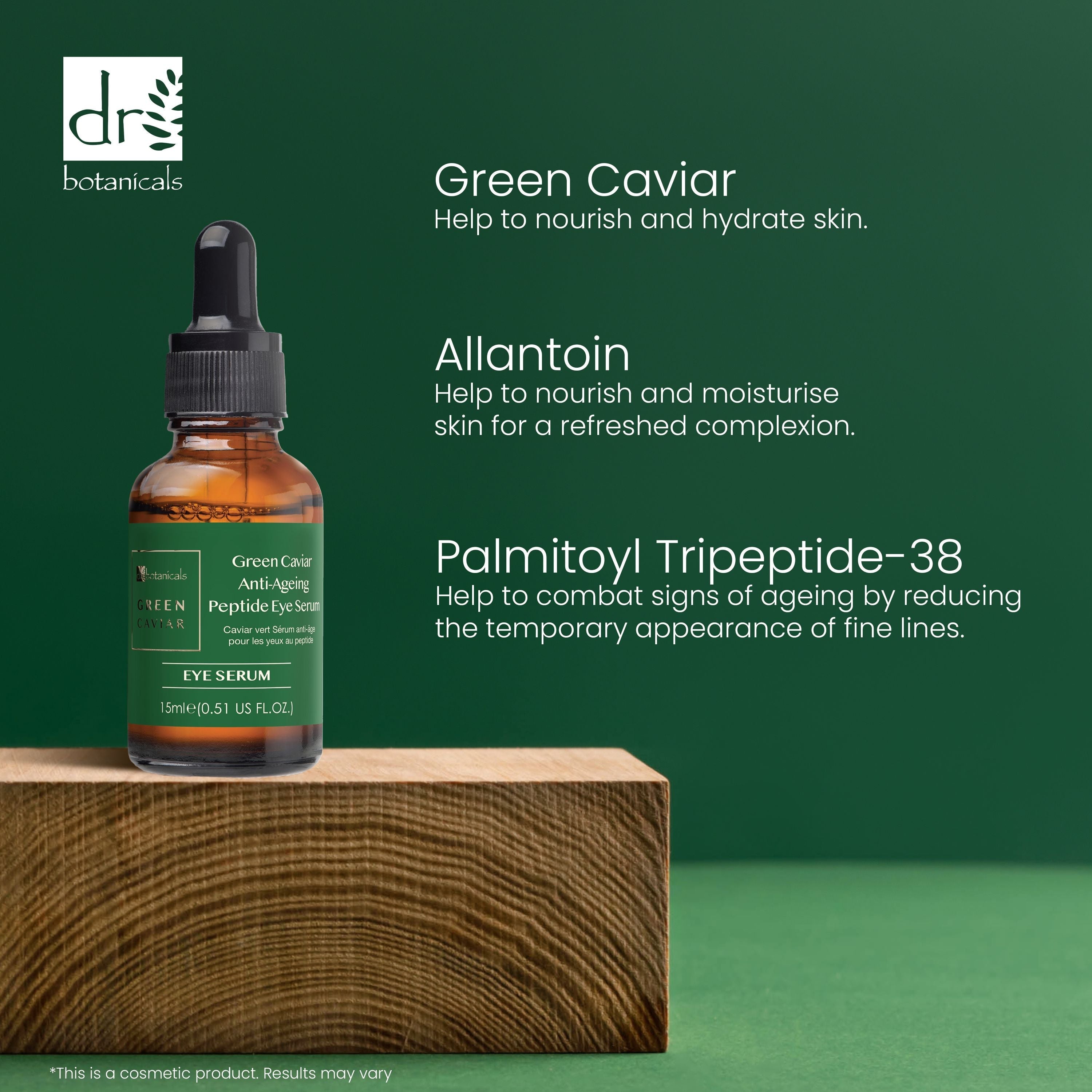 Dr Botanicals Green Caviar Anti-Ageing Peptide Eye Serum 15ml Twin Value Savings Pack