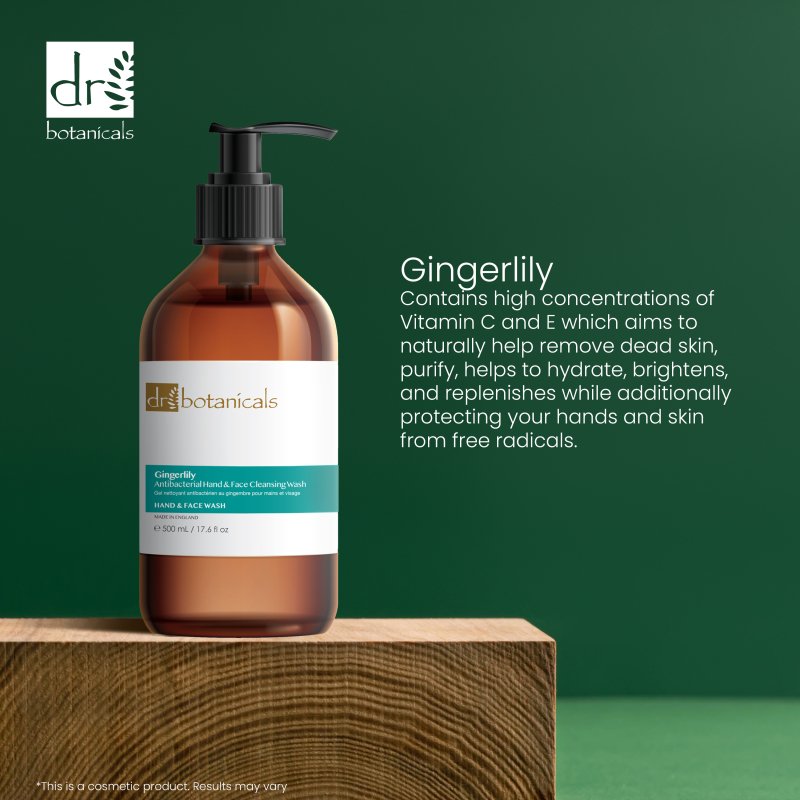 Gingerlily Antibacterial Hand & Face Cleansing Wash 500ml - Dr Botanicals
