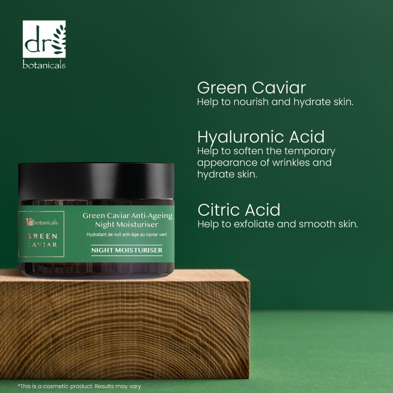 Green Caviar & Argan Oil Anti - Oxidant Anti - Ageing Night Cream 50ml - Dr Botanicals