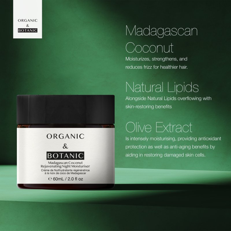 Madagascan Coconut Night Cream - 60ml - Deeply Hydrating & Nourishing with Vitamin C for Smooth, Supple, & Radiant Skin - Dr Botanicals