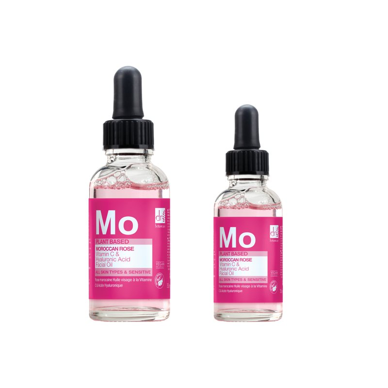Moroccan Rose Facial Oil with Hyaluronic Acid & Vitamin C 15ml + 30ml - Dr Botanicals