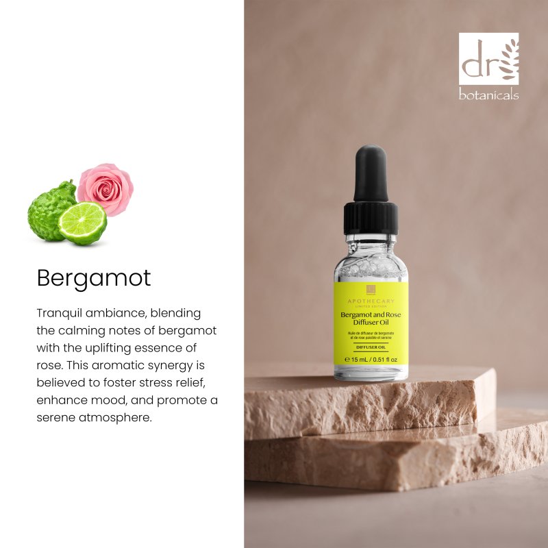 Peaceful & Serene Bergamot & Rose Diffuser Oil 15ml - Dr Botanicals