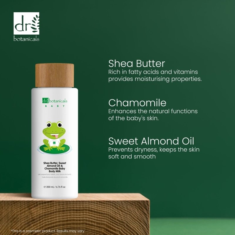 Sweet Almond Oil & Chamomile Baby Body Milk 200ml - Dr Botanicals