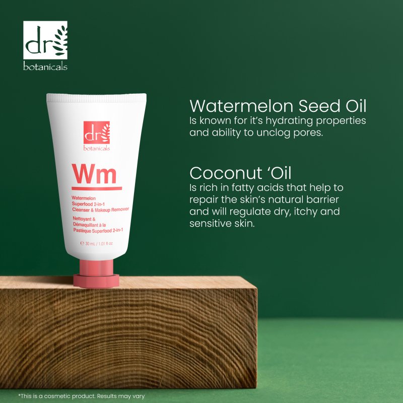 Watermelon 2 - In - 1 Cleanser & Makeup Remover 30ml - Dr Botanicals