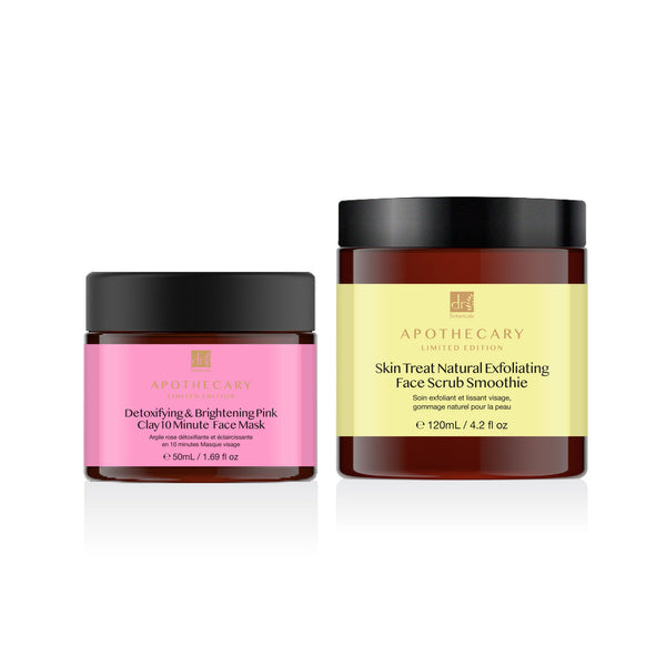 Dr Botanicals Detoxifying & Brightening Pink Clay 10 Minute Face Mask + Skin Treat Natural Exfoliating Face Scrub Smoothie