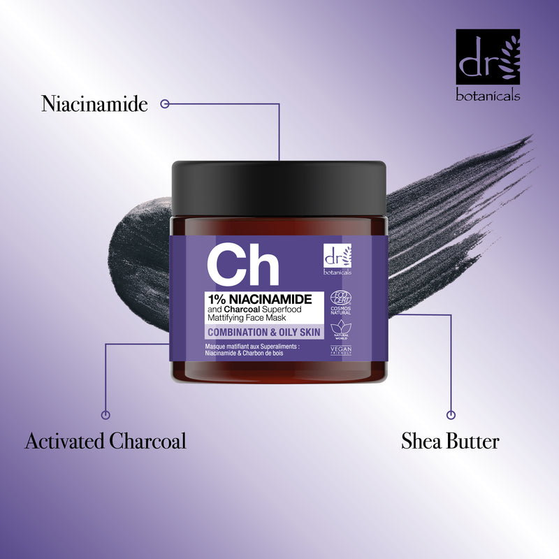 Dr Botanicals Niacinamide & Charcoal Superfood Mattifying Face Mask