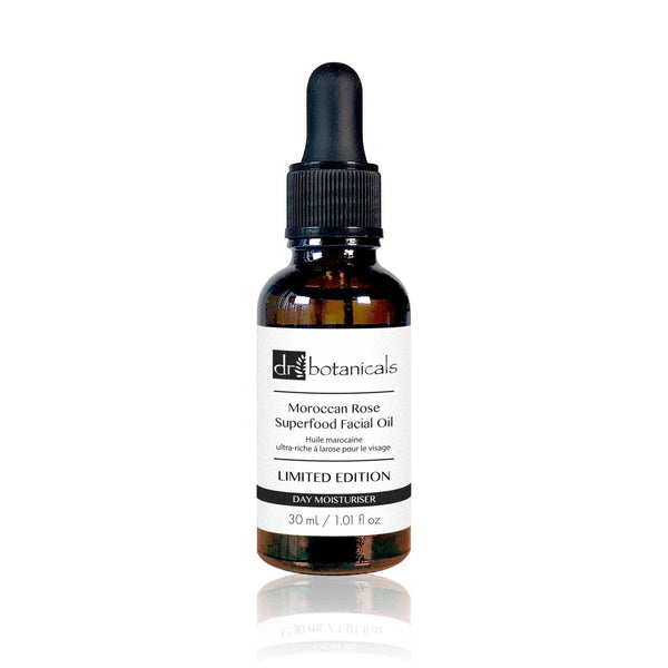 Dr Botanicals Moroccan Rose Superfood Facial Oil 30ml Limited Edition Amber Bottle